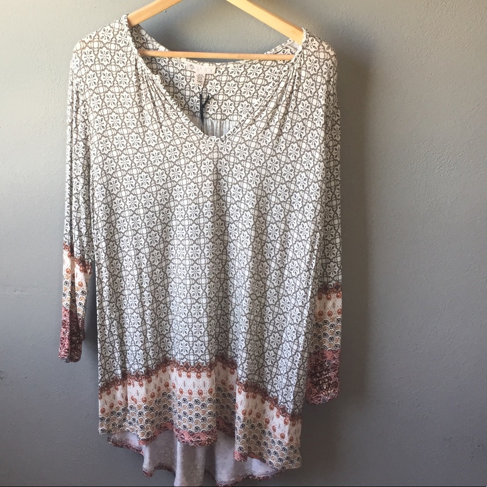 NWT Lila Rose 3/4 Sleeve Cotton Shirt